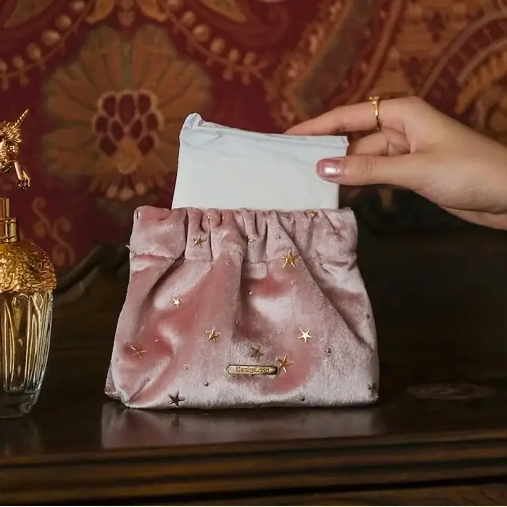 Elegant Pink Velvet Clutch with Star Accents